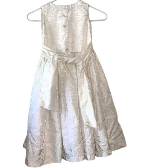 Ruffled Ruvi Girls Dress Size 6 Ivory Pleated Satin Sleeveless Formal Made In Me - Picture 6 of 8